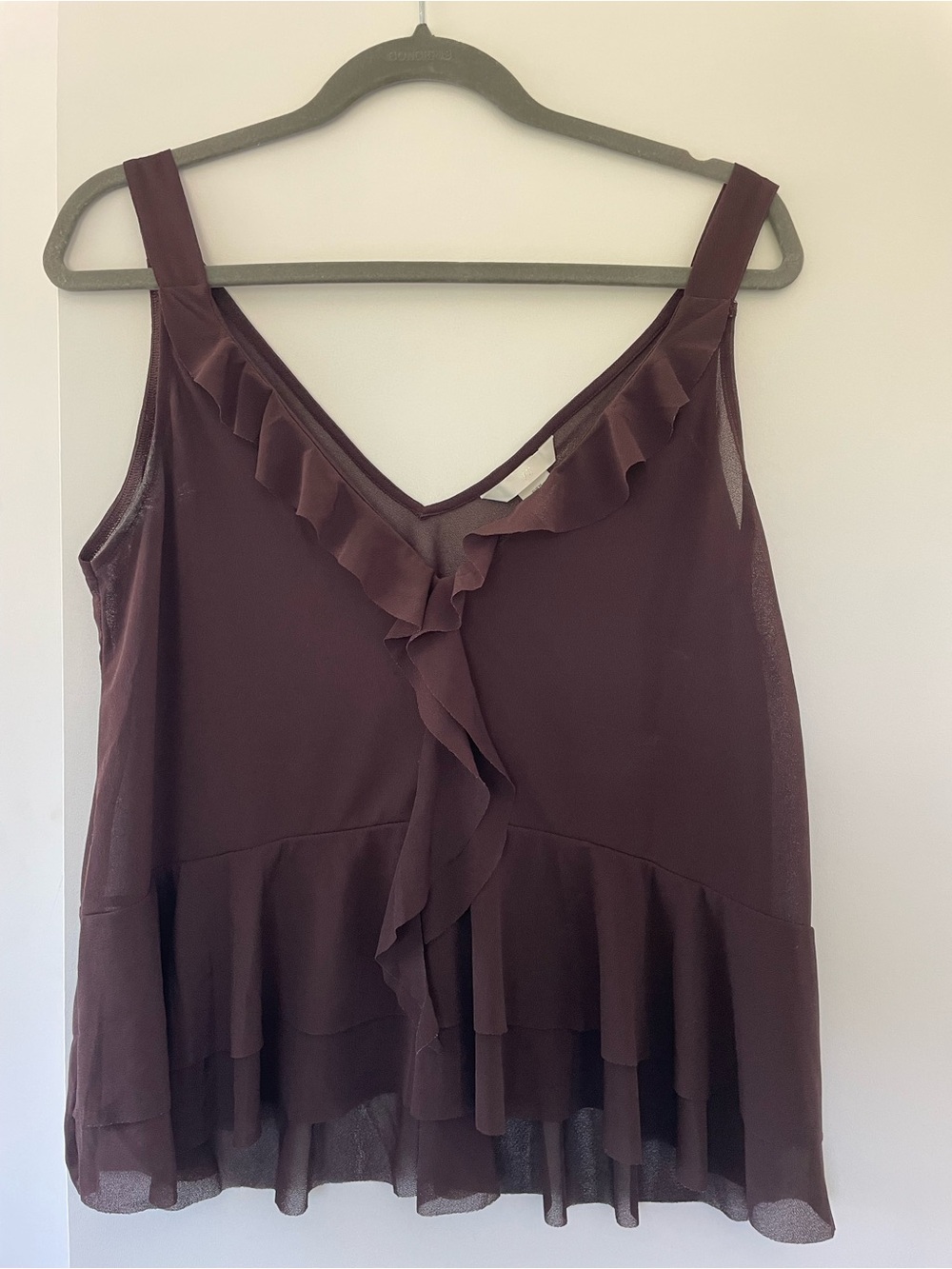 H&M Plum Ruffle V-Neck Sleeveless Blouse